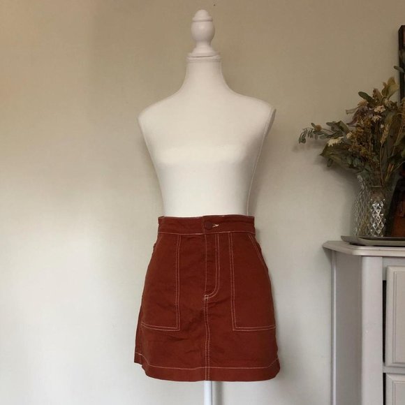 Zara rust/burnt orange denim skirt - Picture 1 of 4